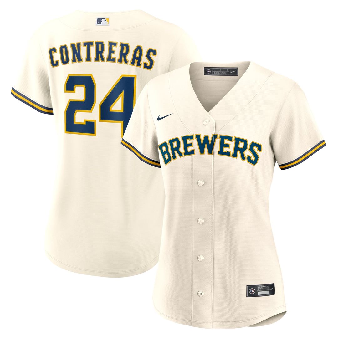 Milwaukee Brewers William Contreras Women's Home Replica Jersey — Cream