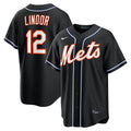 New York Mets Francisco Lindor Fashion Replica Black Out Jersey