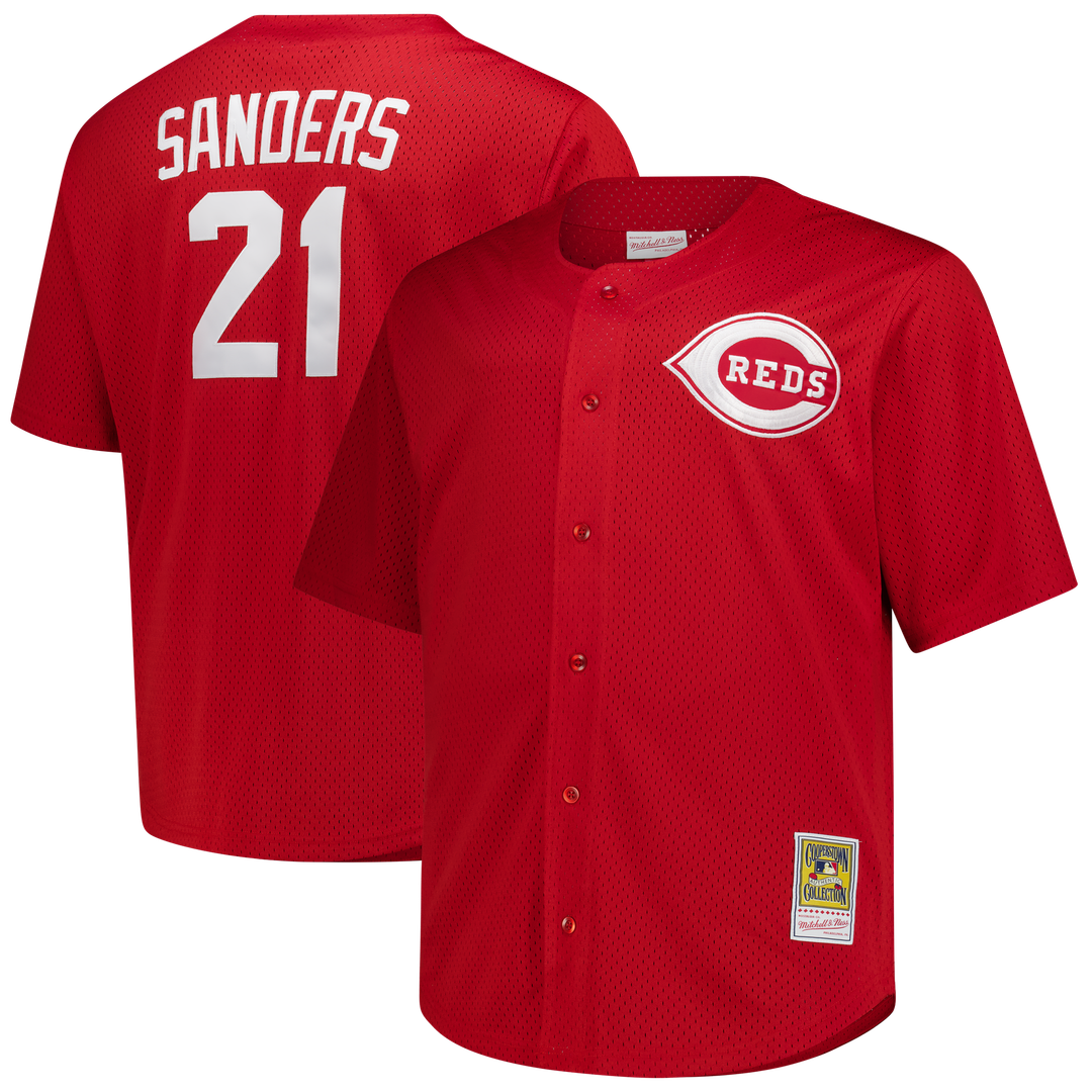 Cincinnati Reds Deion Sanders Big & Tall Cooperstown Mesh Batting Practice Jersey — Red
