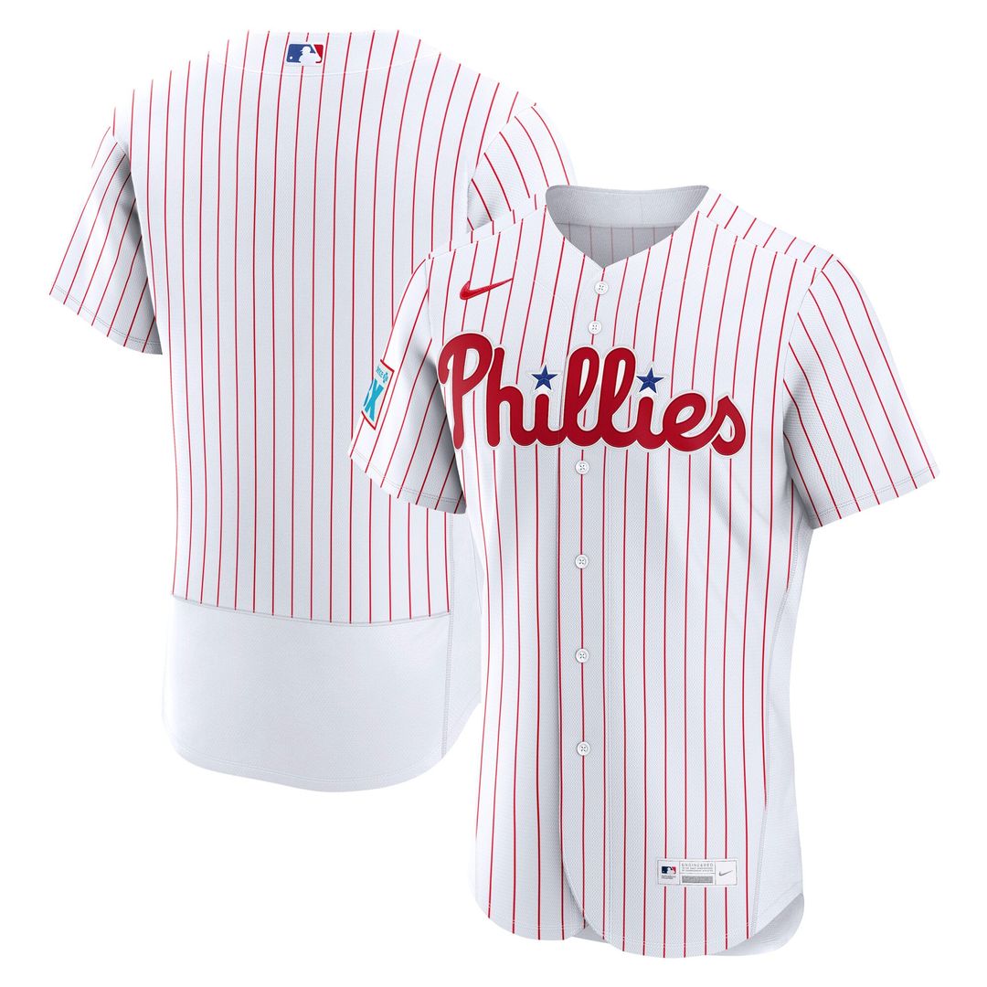 Philadelphia Phillies Home Sponsor Patch Authentic Jersey — White