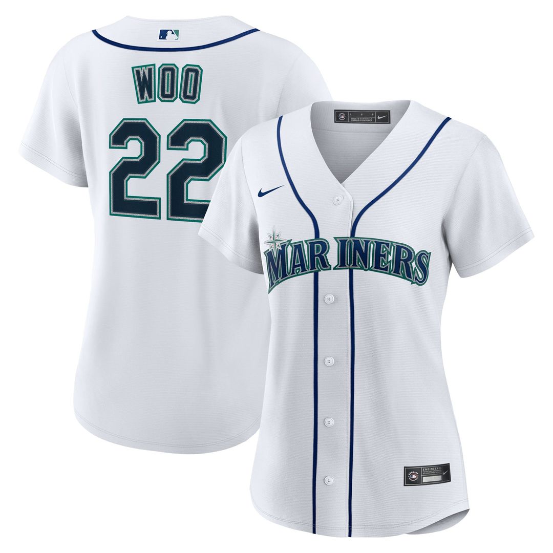 Seattle Mariners Bryan Woo Women's Home Replica Jersey — White