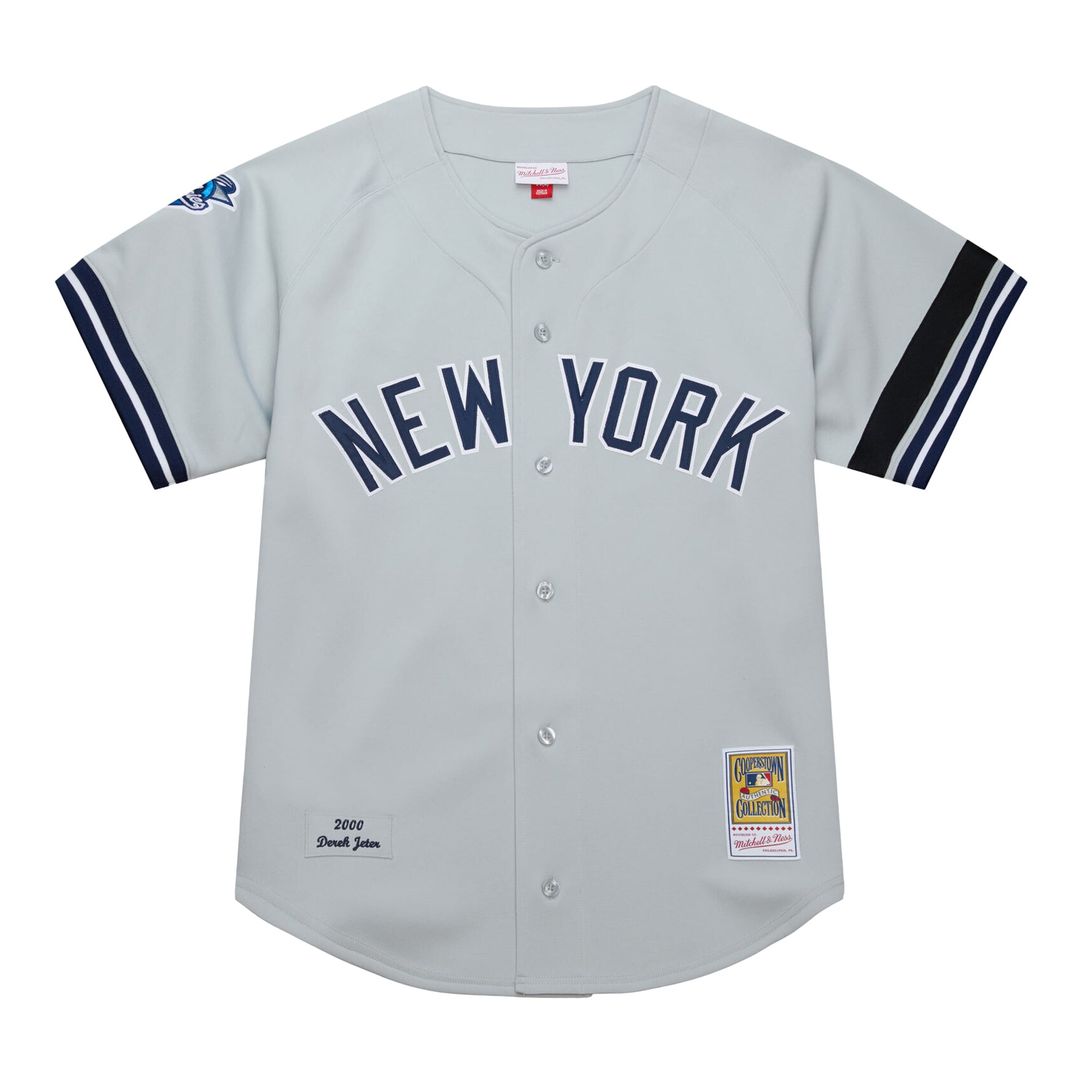 New York Yankees Derek Jeter Cooperstown 2000 World Series Authentic Jersey — Gray
