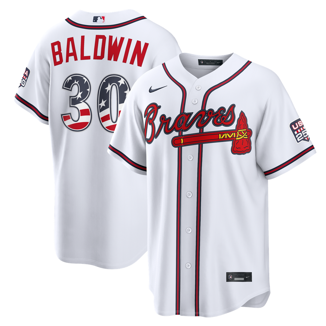 Atlanta Braves Drake Baldwin USA 250 Fourth of July Home Stadium Jersey — White