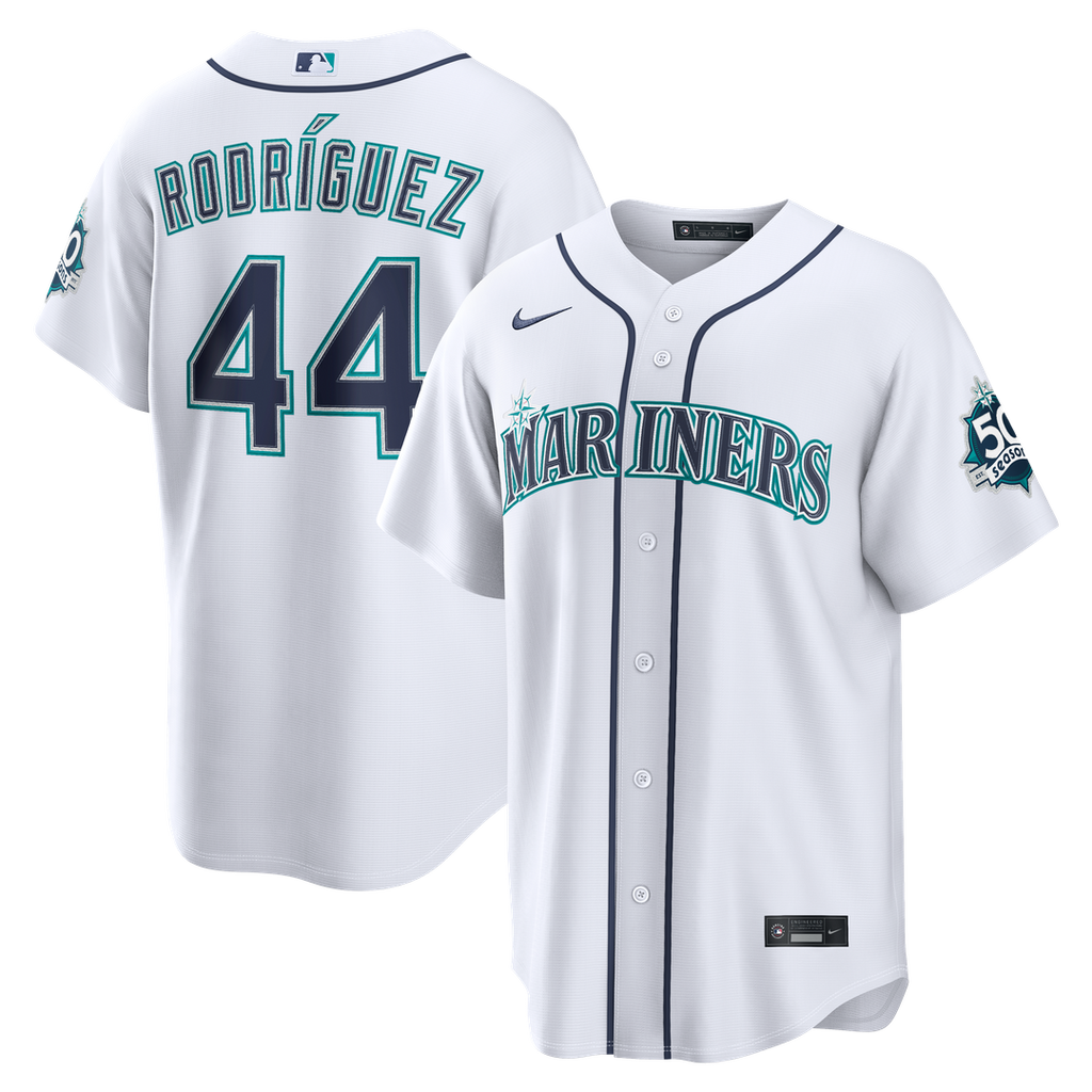 Seattle Mariners Julio Rodríguez Home Stadium 50th Season Patch Jersey — White
