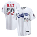 Los Angeles Dodgers Mookie Betts USA 250 Fourth of July Home Stadium Jersey — White
