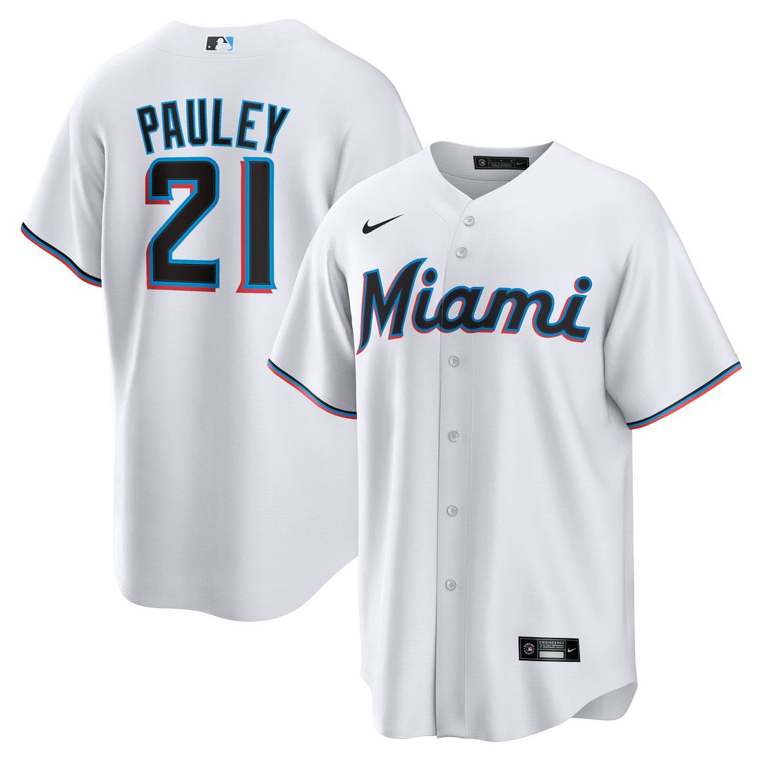 Miami Marlins Graham Pauley Home Replica Jersey — White