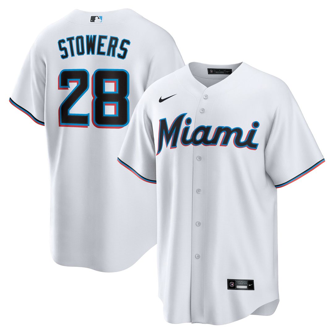 Miami Marlins Kyle Stowers Home Replica Jersey — White