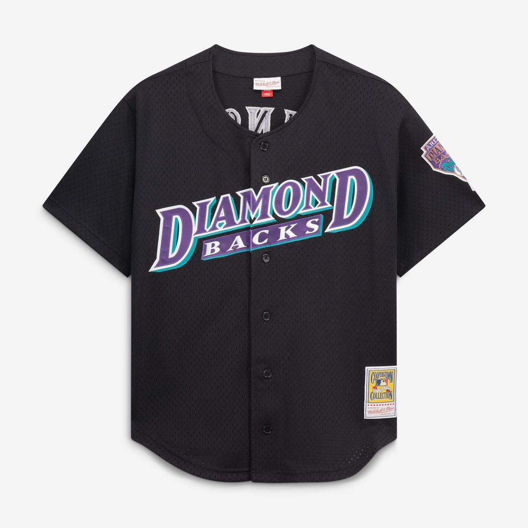 Arizona Diamondbacks Randy Johnson Cooperstown Mesh Batting Practice Button-Up Jersey — Black