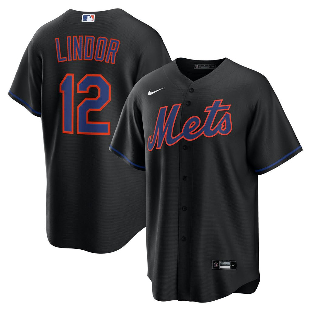 New York Mets Francisco Lindor Alternate Replica Jersey — Black