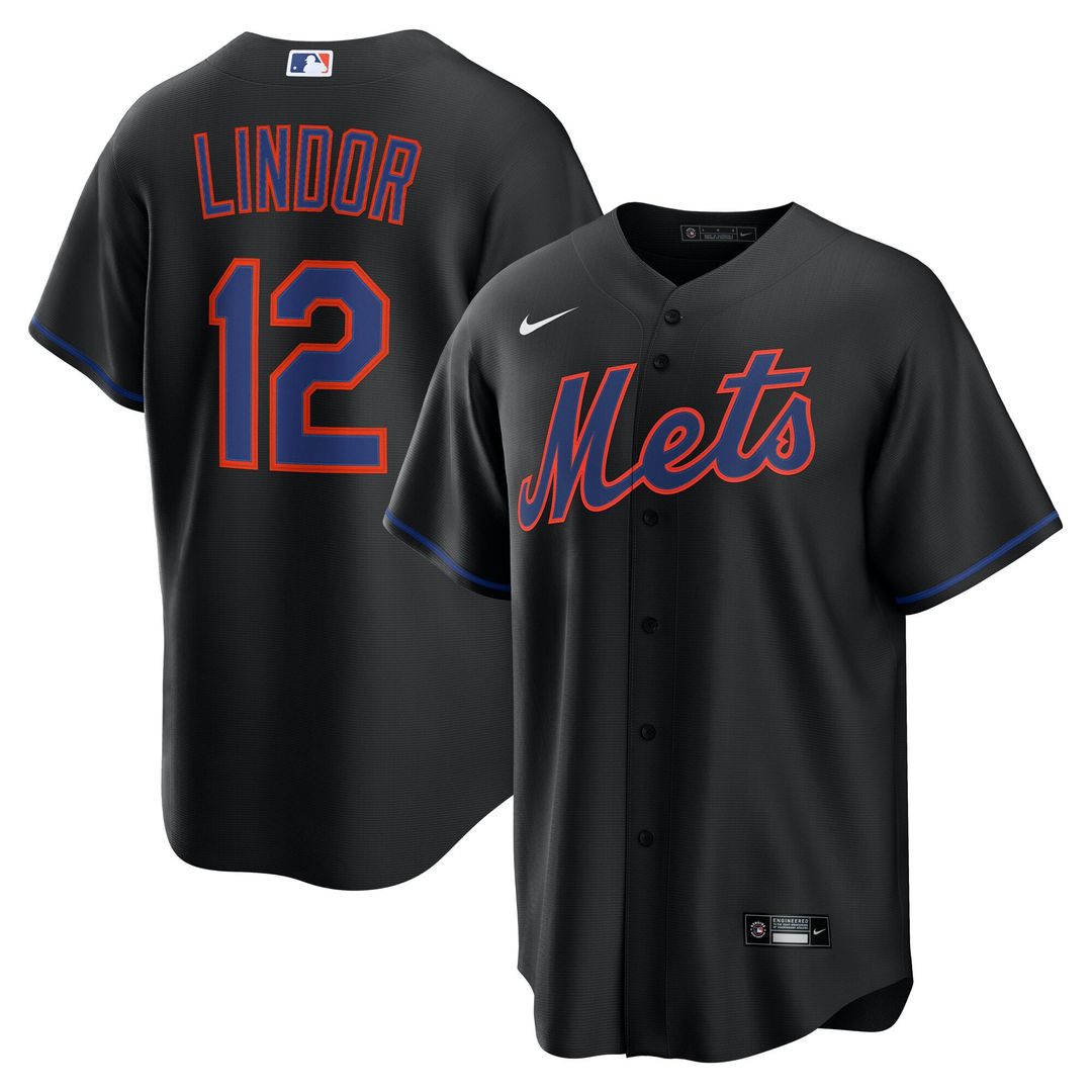 New York Mets Francisco Lindor Alternate Replica Jersey — Black