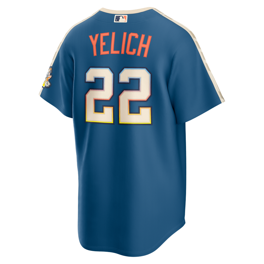 Milwaukee Brewers Christian Yelich 2026 City Connect Stadium Jersey — Mineral Blue