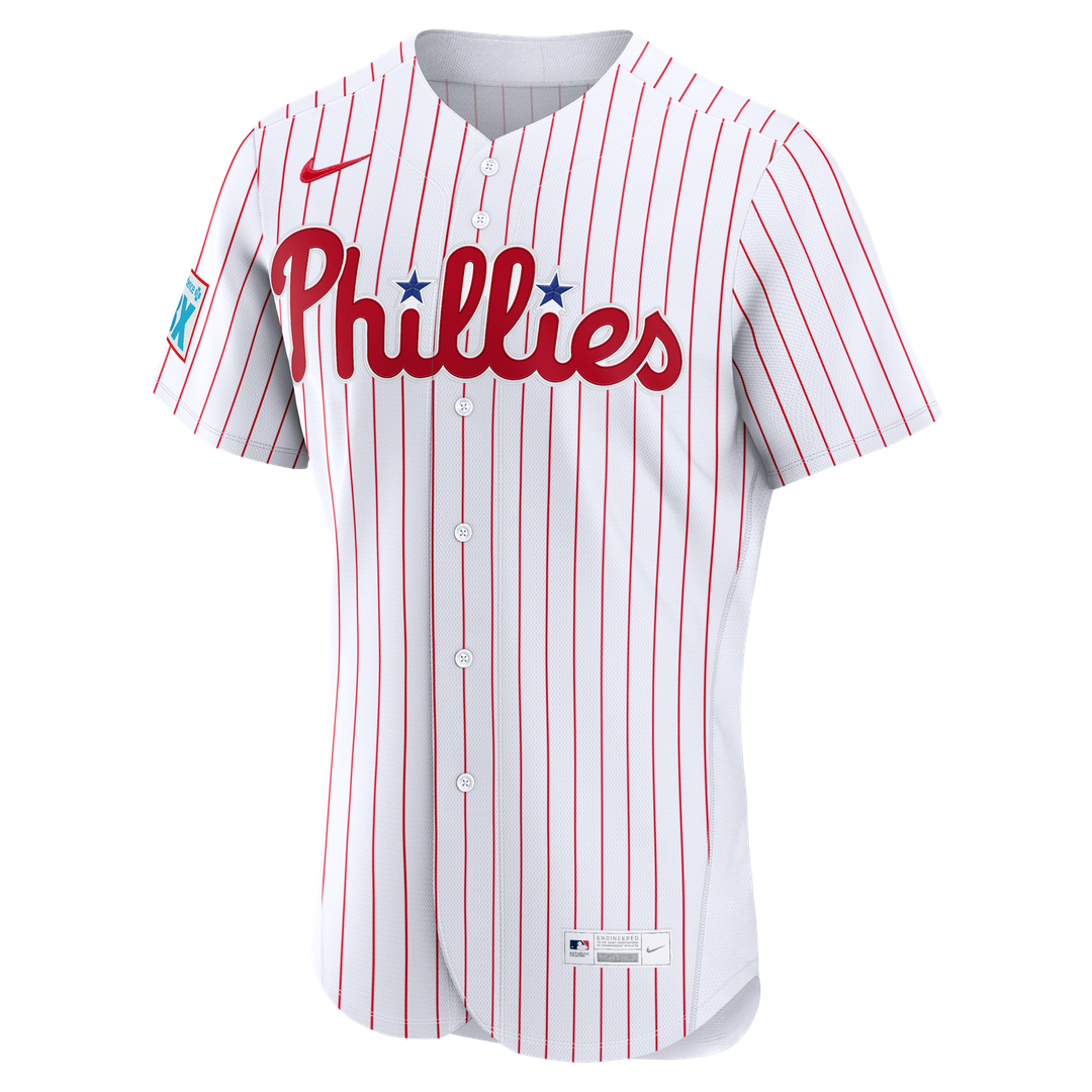 Philadelphia Phillies Bryce Harper Home Authentic Sponsor Patch Jersey — White