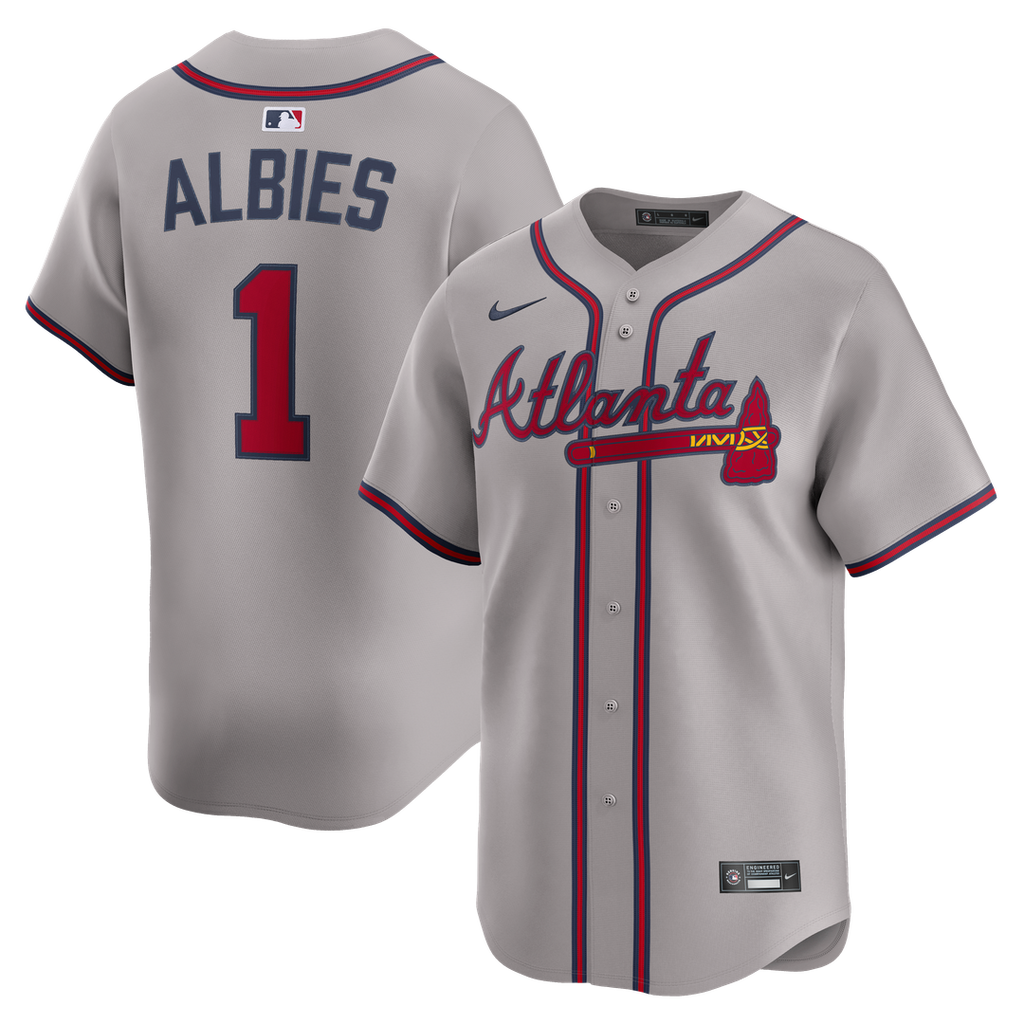Atlanta Braves Ozzie Albies Road Limited Jersey — Gray