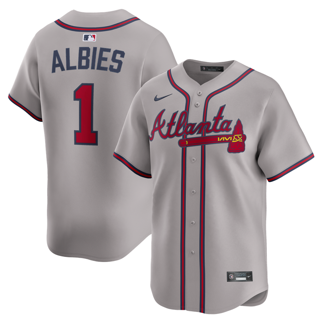 Atlanta Braves Ozzie Albies Road Limited Jersey — Gray