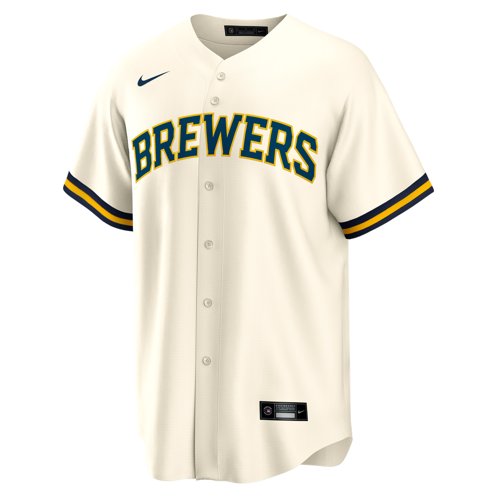 Milwaukee Brewers Bob Uecker Home Retired Replica Jersey — Cream
