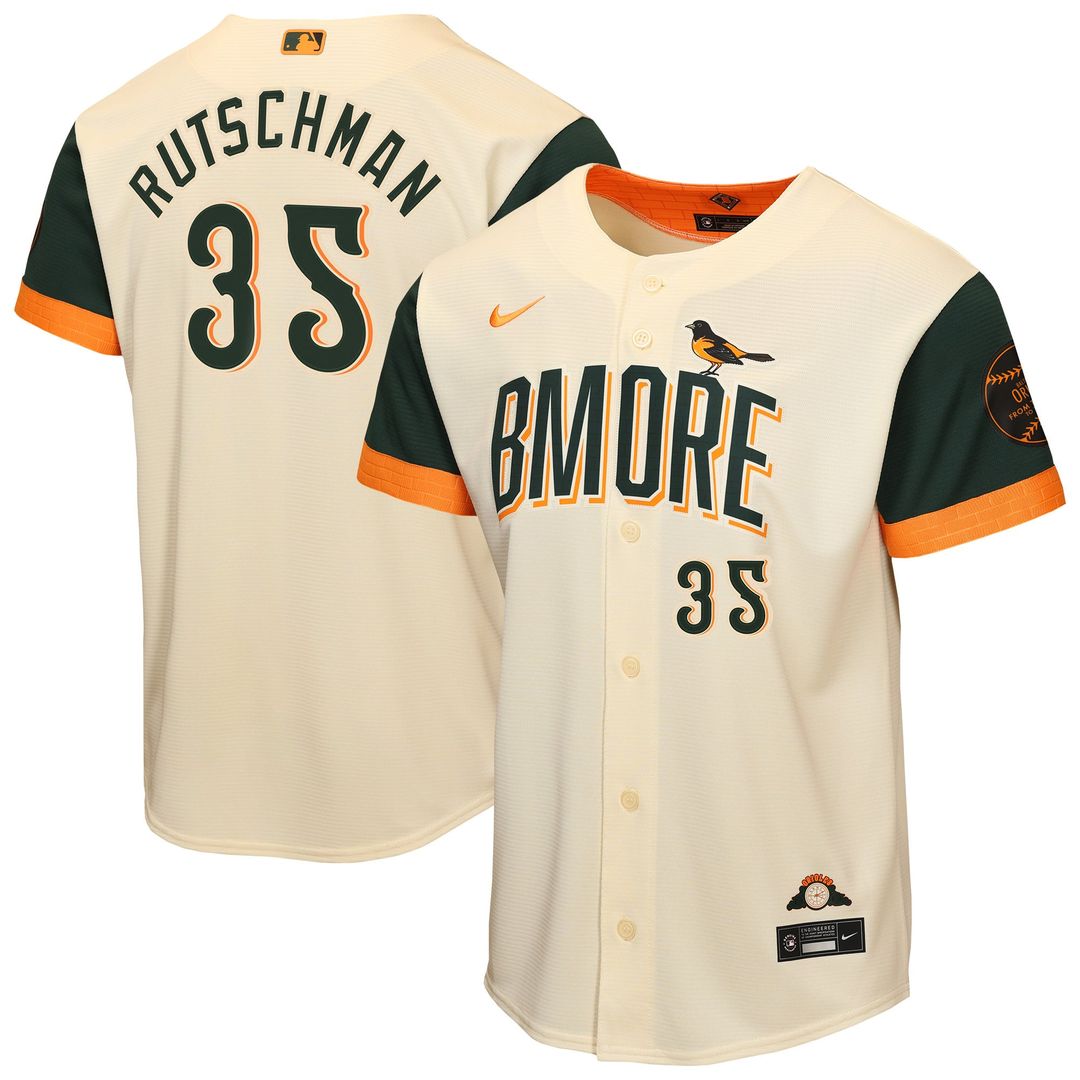 Baltimore Orioles Adley Rutschman Youth 2026 City Connect Stadium Jersey — Cream