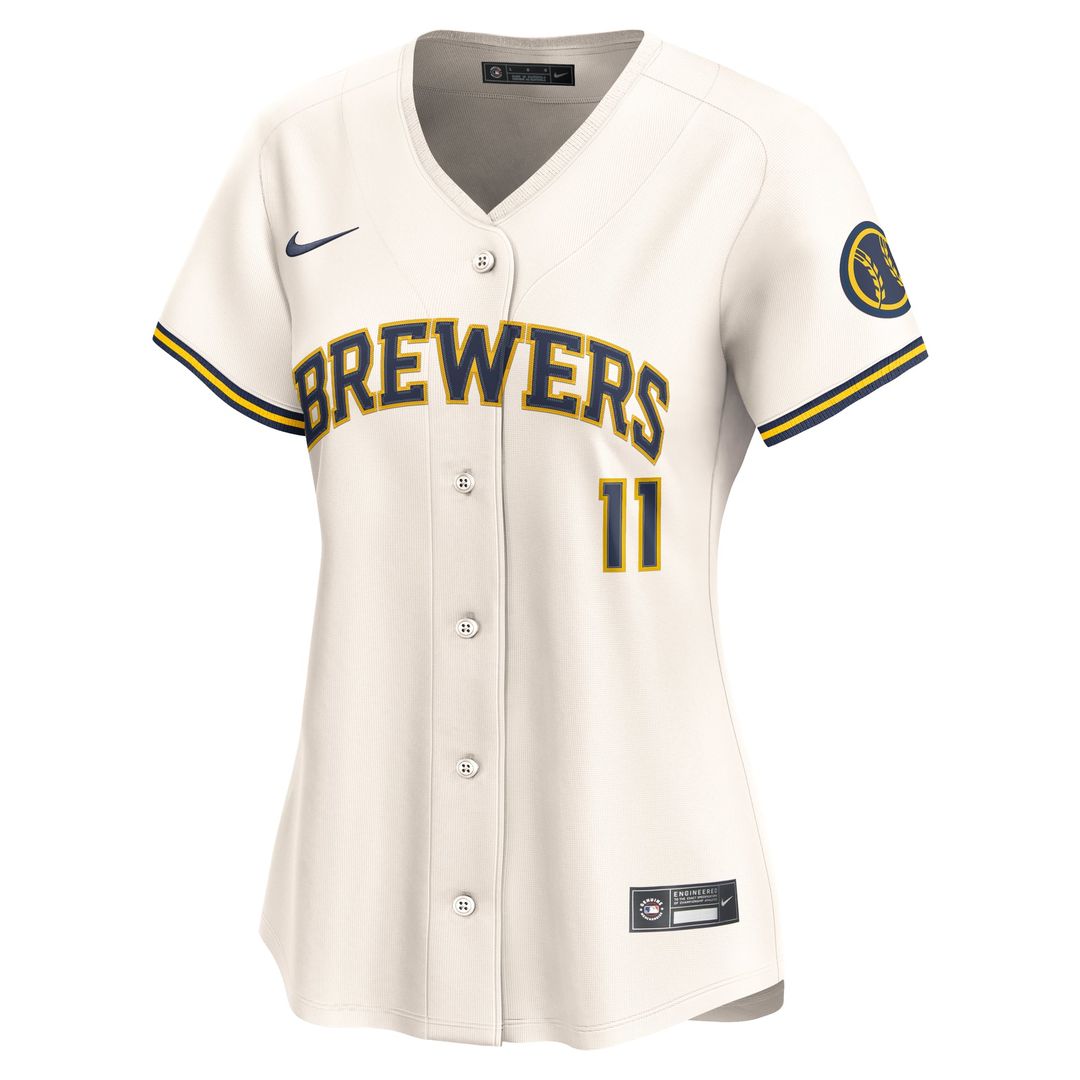 Milwaukee Brewers Jackson Chourio Women's Home Limited Jersey — Cream