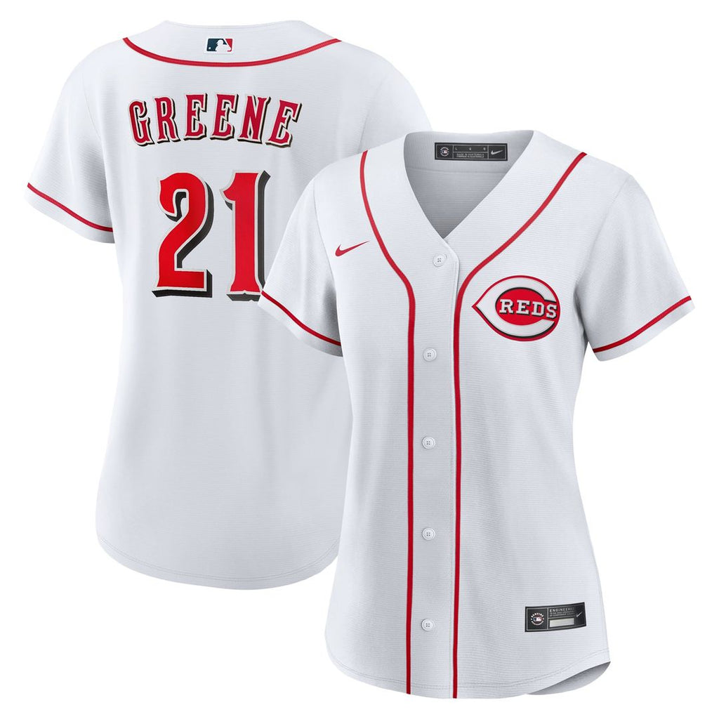 Cincinnati Reds Hunter Greene Women's Home Replica Jersey — White