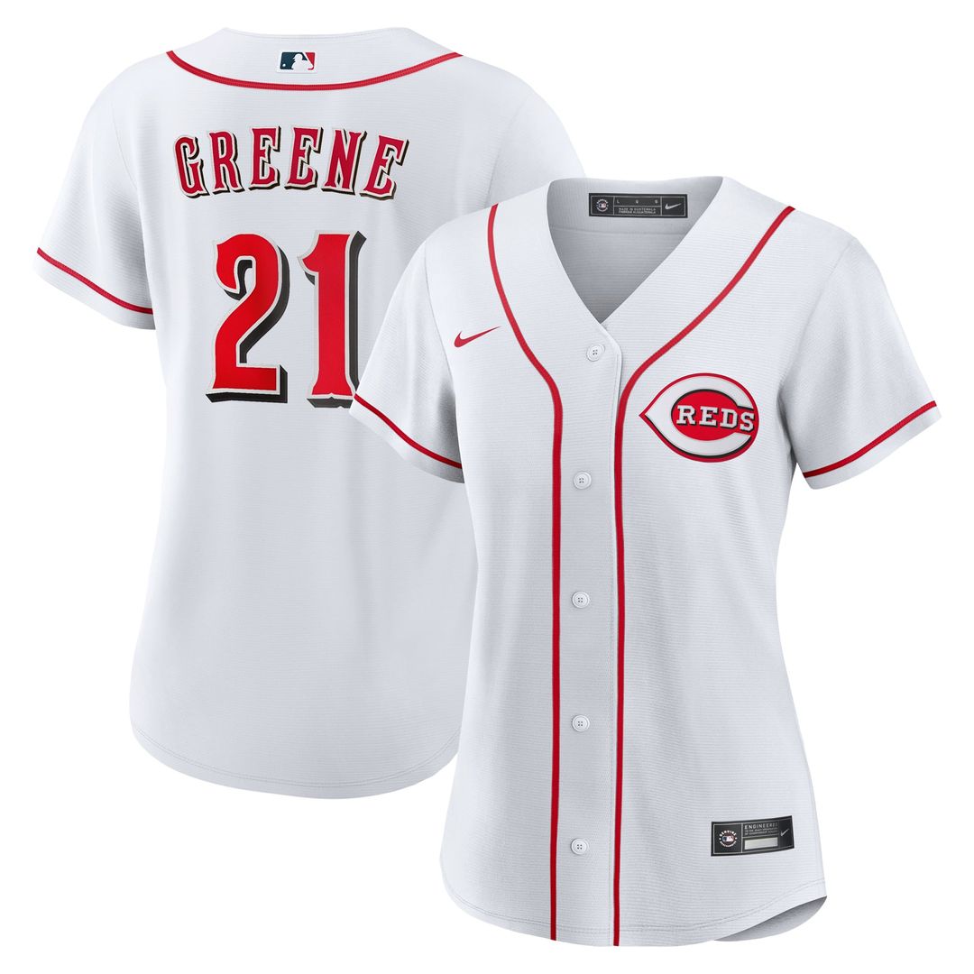 Cincinnati Reds Hunter Greene Women's Home Replica Jersey — White