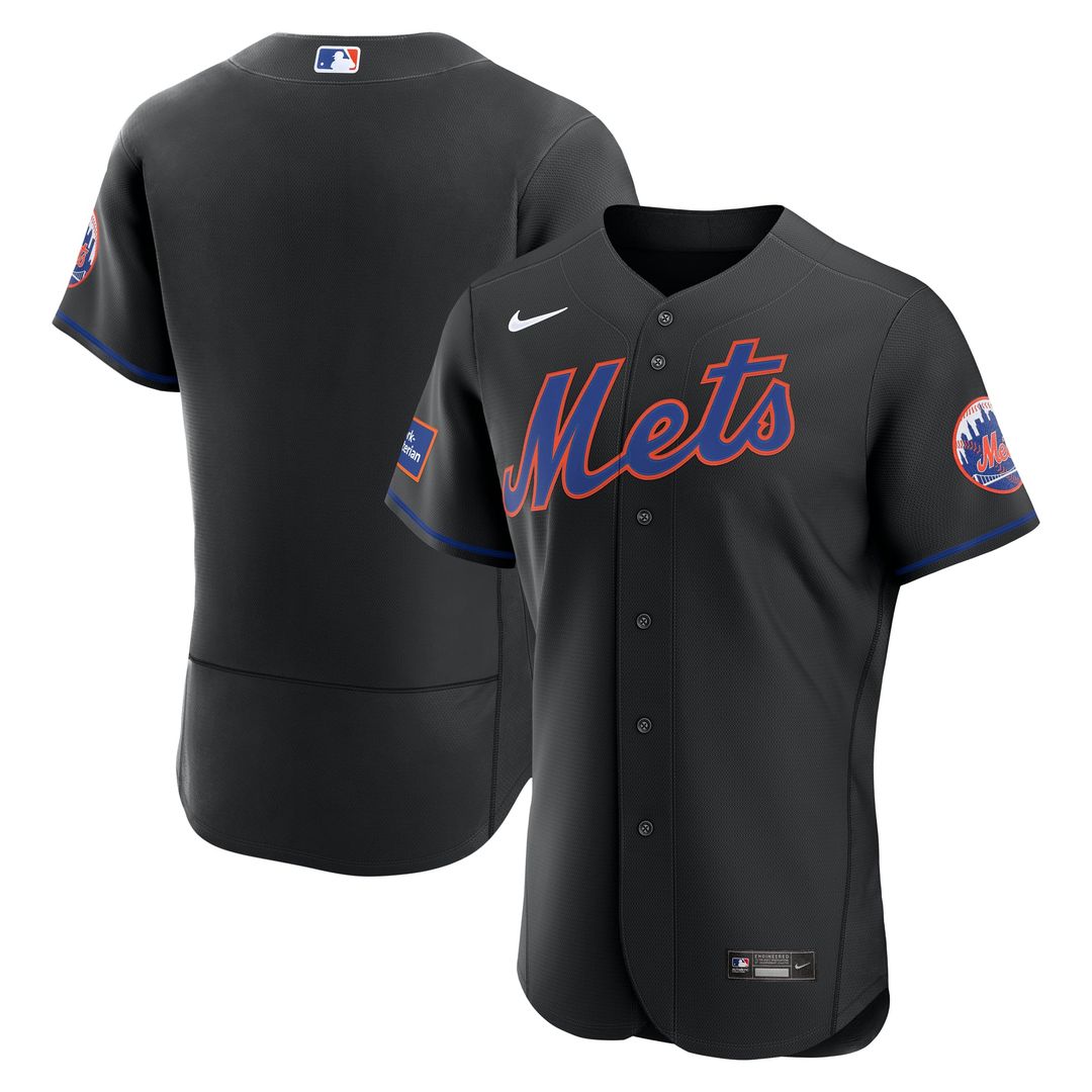 New York Mets Home Sponsor Patch Authentic Jersey — White