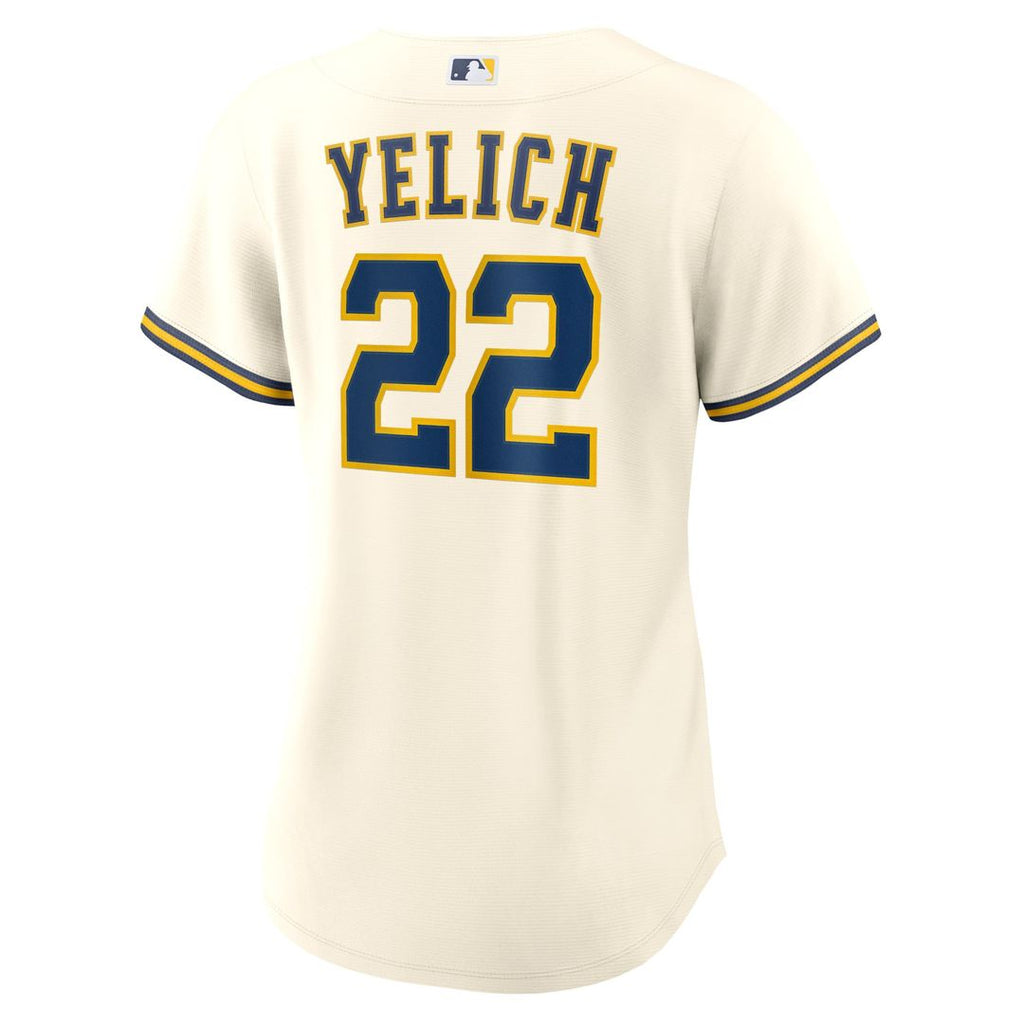 Milwaukee Brewers Christian Yelich Women's Home Replica Jersey — Cream