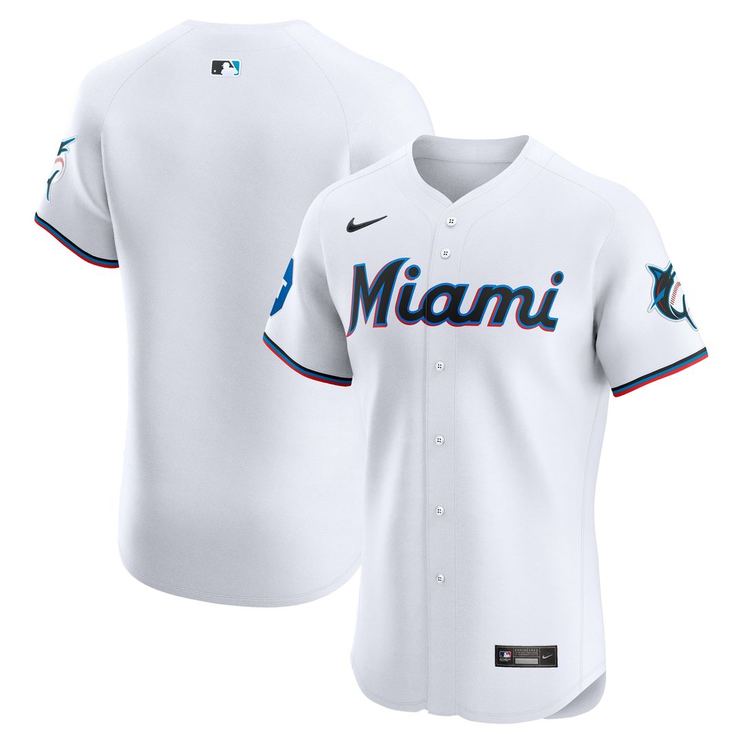 Miami Marlins Home Elite Patch Jersey — White
