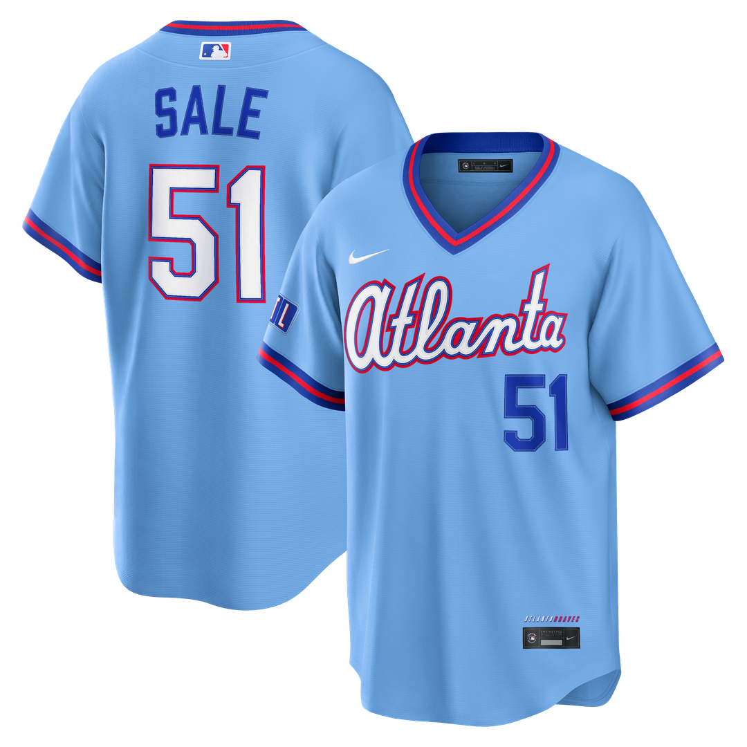 Atlanta Braves Chris Sale 2026 City Connect Stadium Jersey — Powder Blue