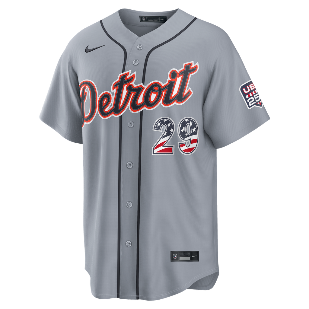 Detroit Tigers Tarik Skubal USA 250 Fourth of July Road Stadium Jersey — Gray