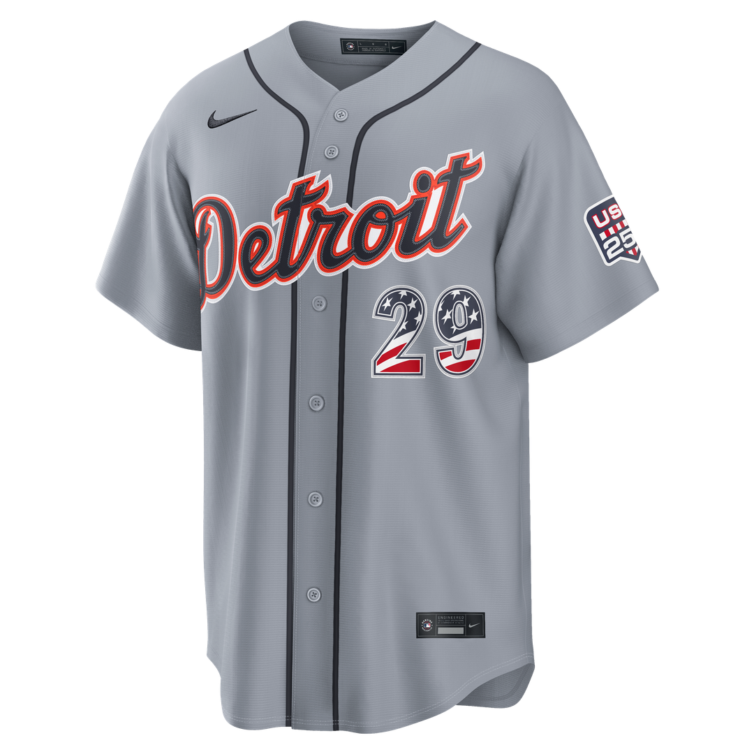 Detroit Tigers Tarik Skubal USA 250 Fourth of July Road Stadium Jersey — Gray