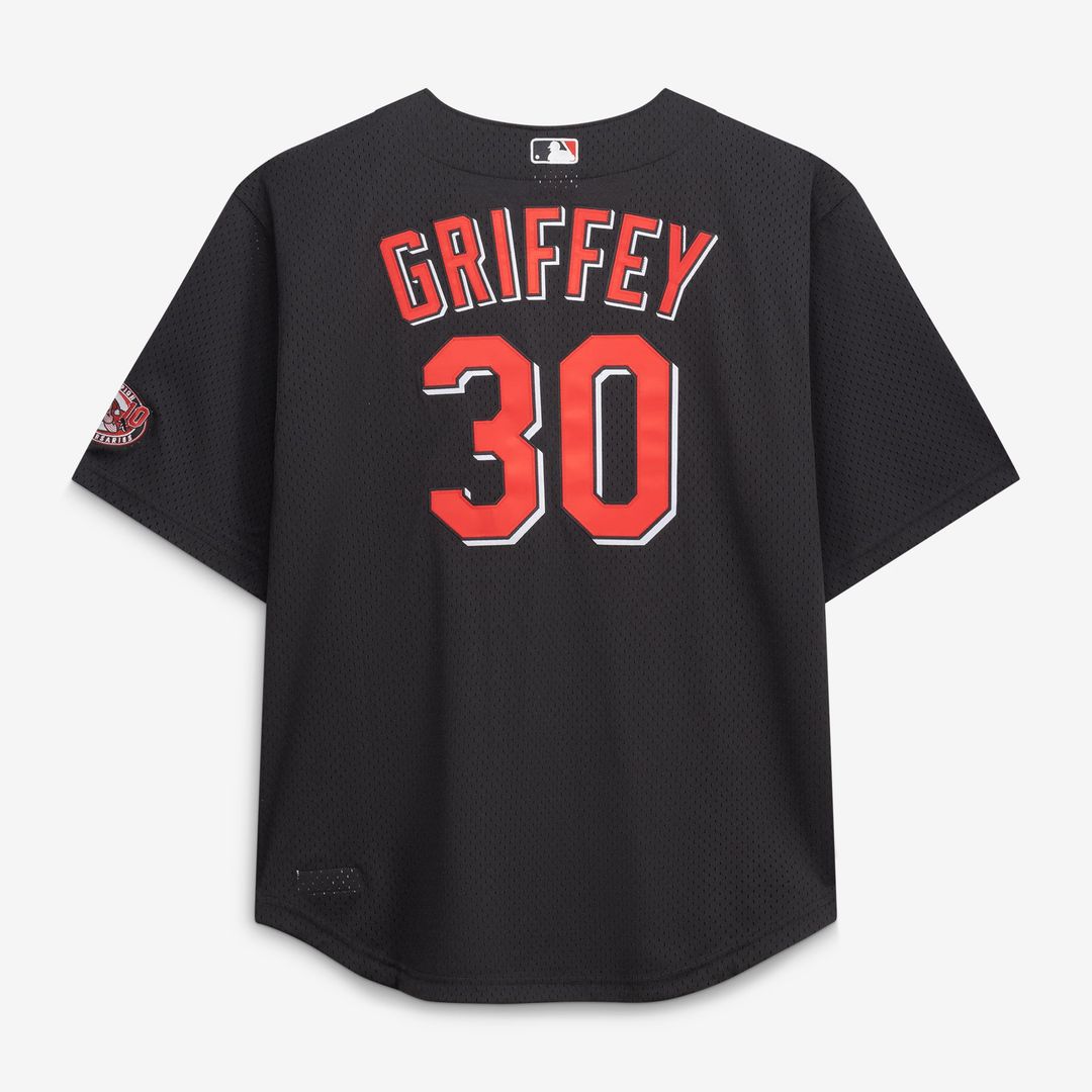 Cincinnati Reds Ken Griffey Jr. Big & Tall Cooperstown Mesh Batting Practice Jersey — Black