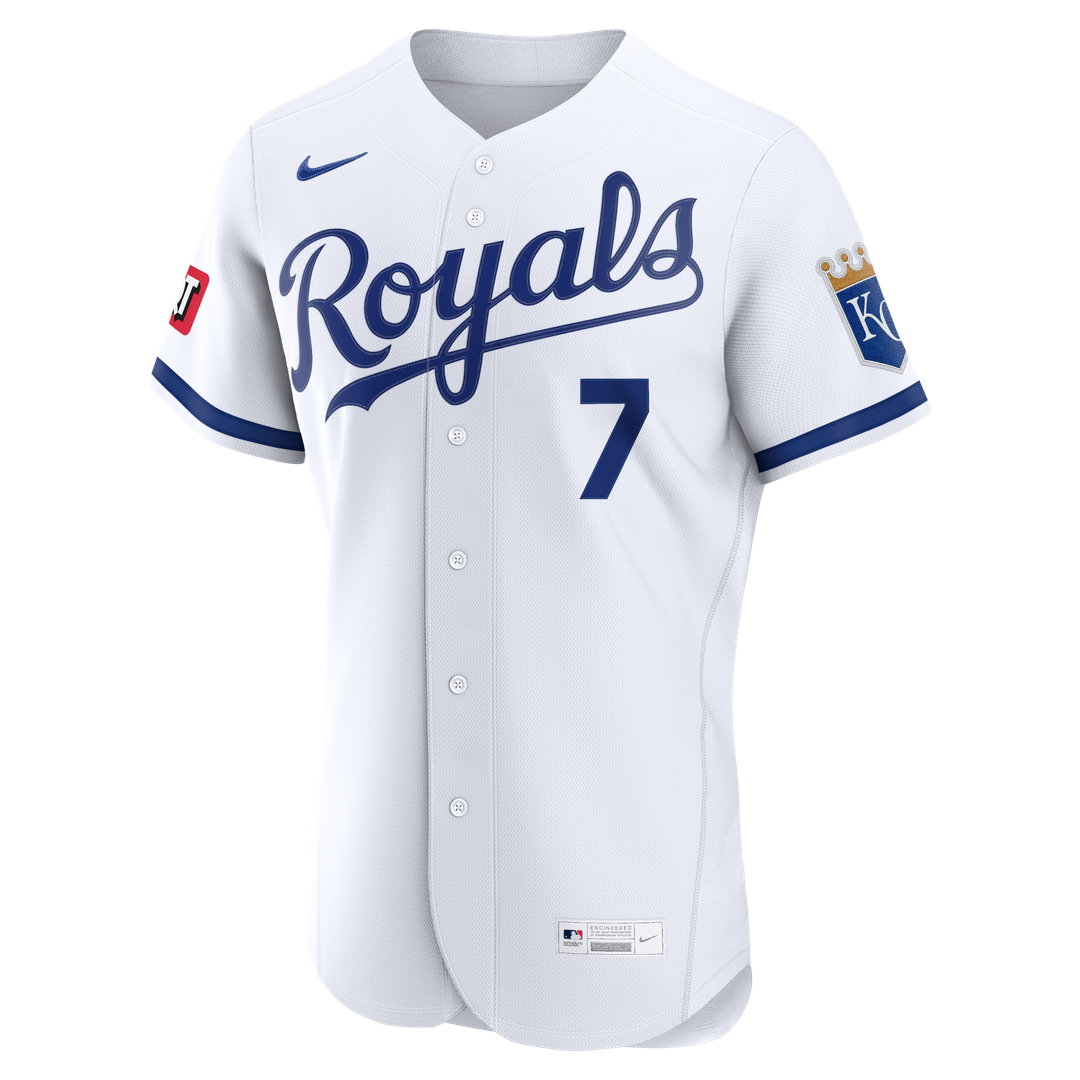 Kansas City Royals Bobby Witt Jr. Home Authentic Sponsor Patch Jersey — White