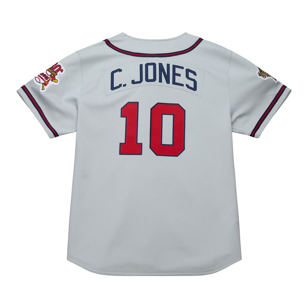 Atlanta Braves Chipper Jones 1995 Throwback Authentic Jersey — Gray