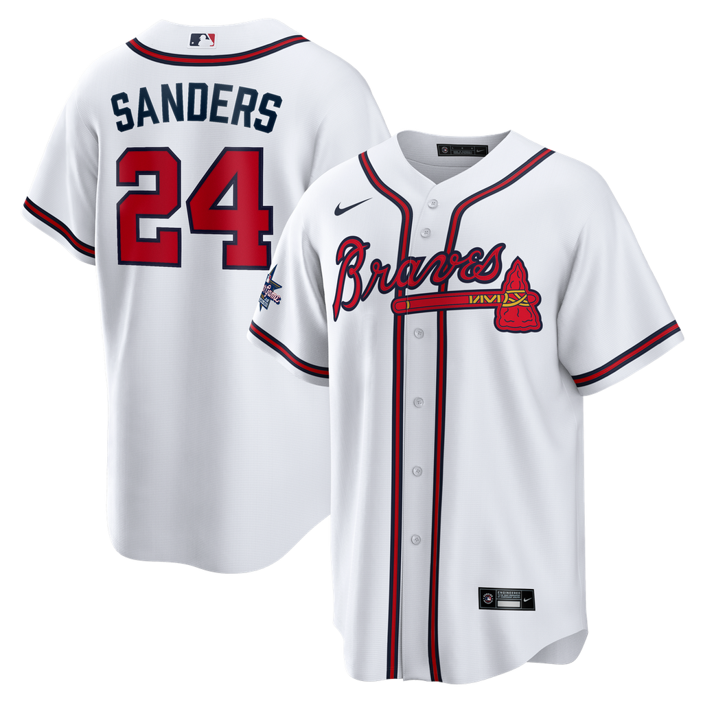 Atlanta Braves Deion Sanders Home Retired Replica Jersey — White