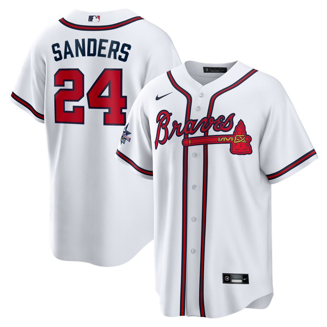 Atlanta Braves Deion Sanders Home Retired Replica Jersey — White