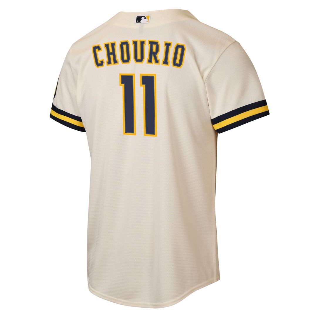 Milwaukee Brewers Jackson Chourio Youth Home Stadium Jersey — Cream