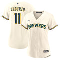 Milwaukee Brewers Jackson Chourio Women's Home Replica Jersey — Cream
