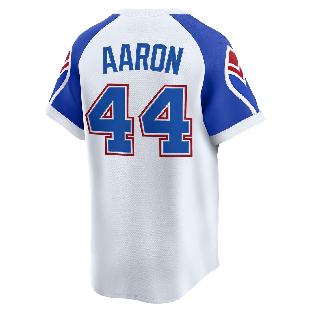 Atlanta Braves Hank Aaron Throwback Cooperstown Limited Jersey — White