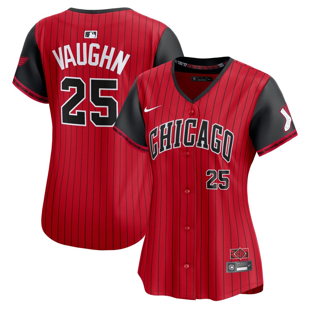 Chicago White Sox Andrew Vaughn Women's 2025 City Connect Limited Jersey — Red/Black