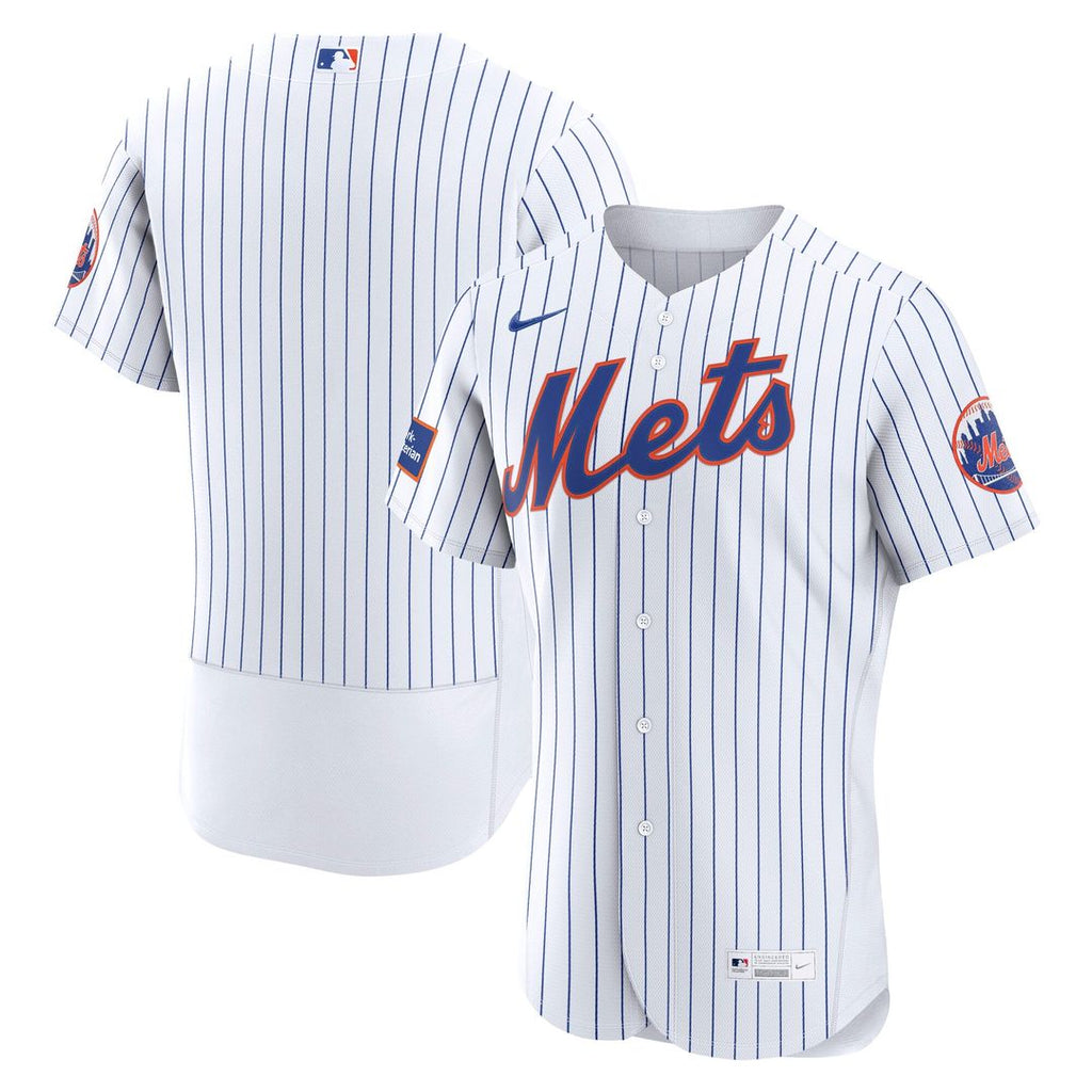 New York Mets Home Sponsor Patch Authentic Jersey — White