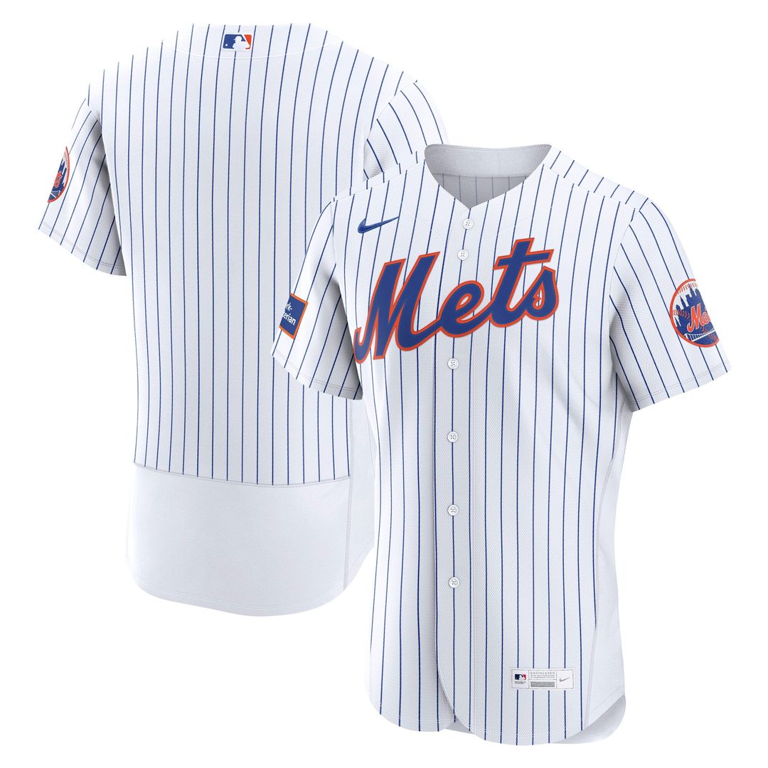 New York Mets Home Sponsor Patch Authentic Jersey — White