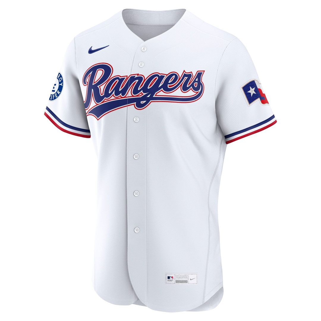 Texas Rangers Home Sponsor Patch Authentic Jersey — White