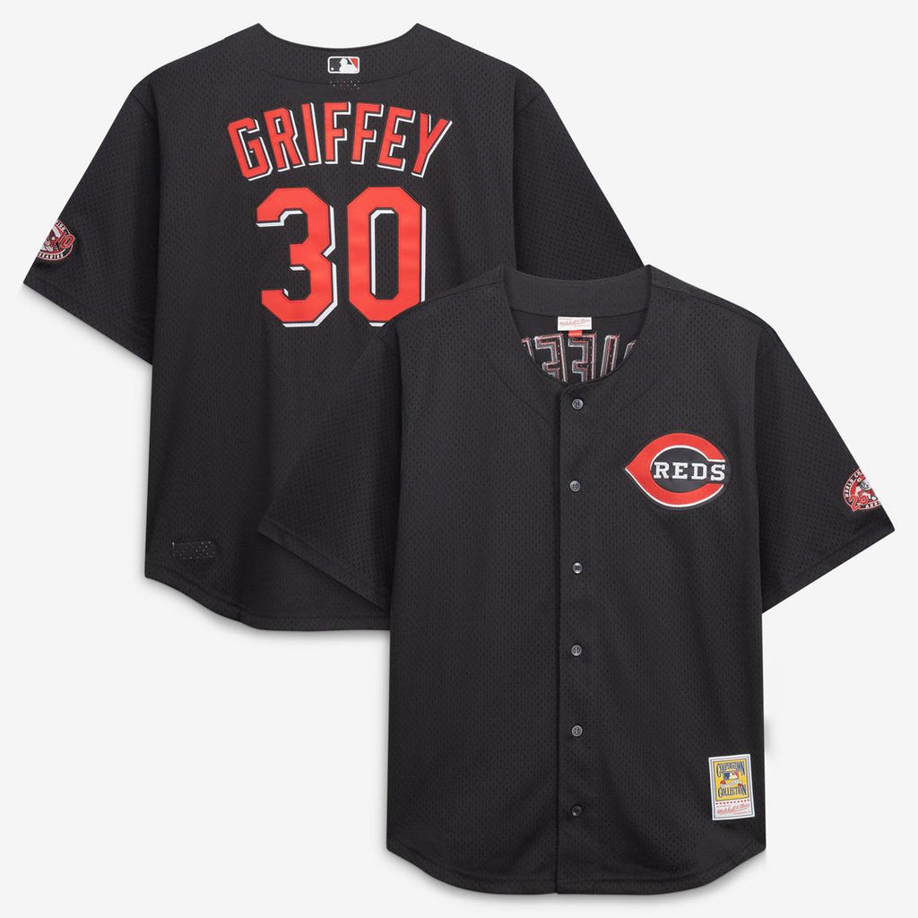 Cincinnati Reds Ken Griffey Jr. Big & Tall Cooperstown Mesh Batting Practice Jersey — Black