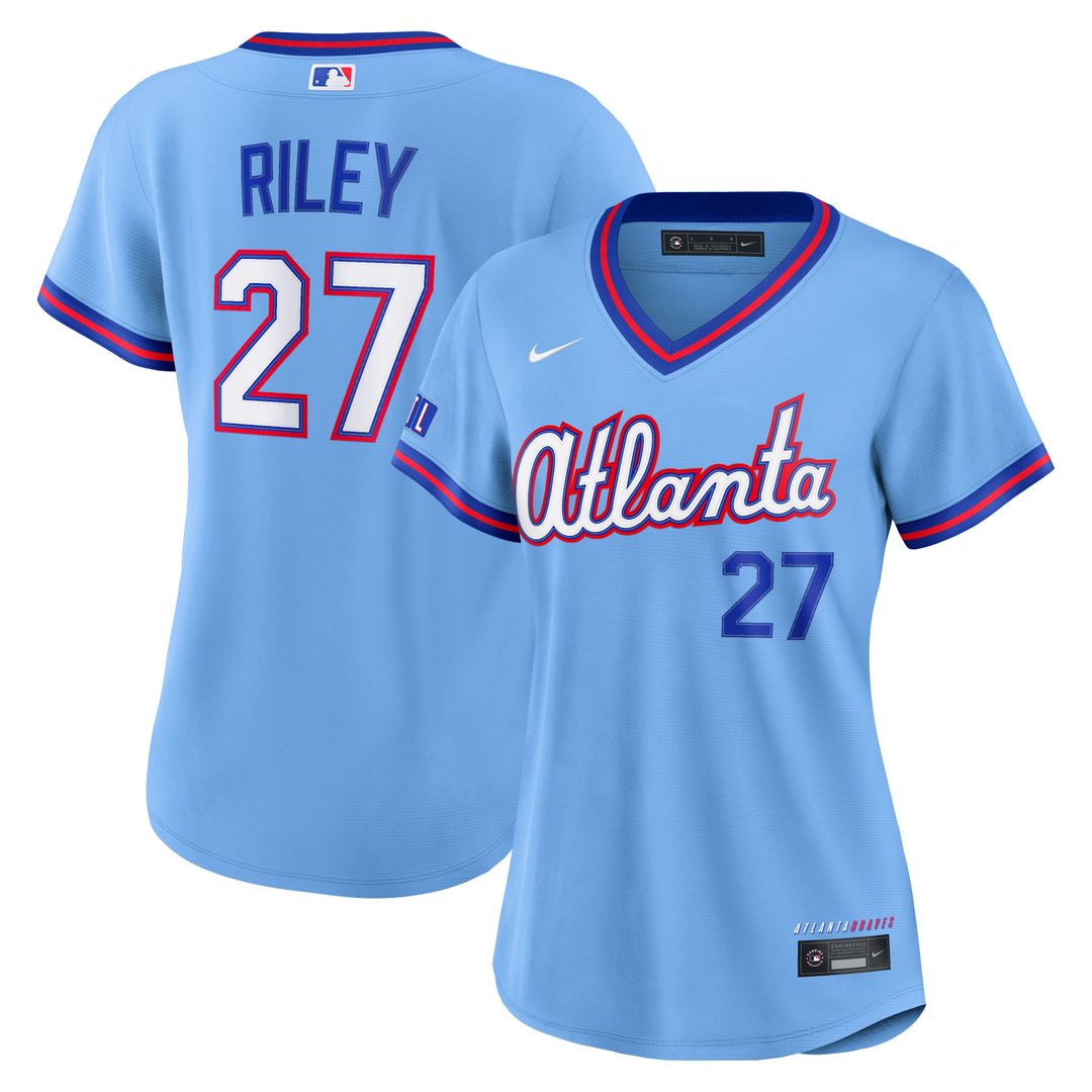 Atlanta Braves Austin Riley Women's 2026 City Connect Stadium Jersey — Powder Blue