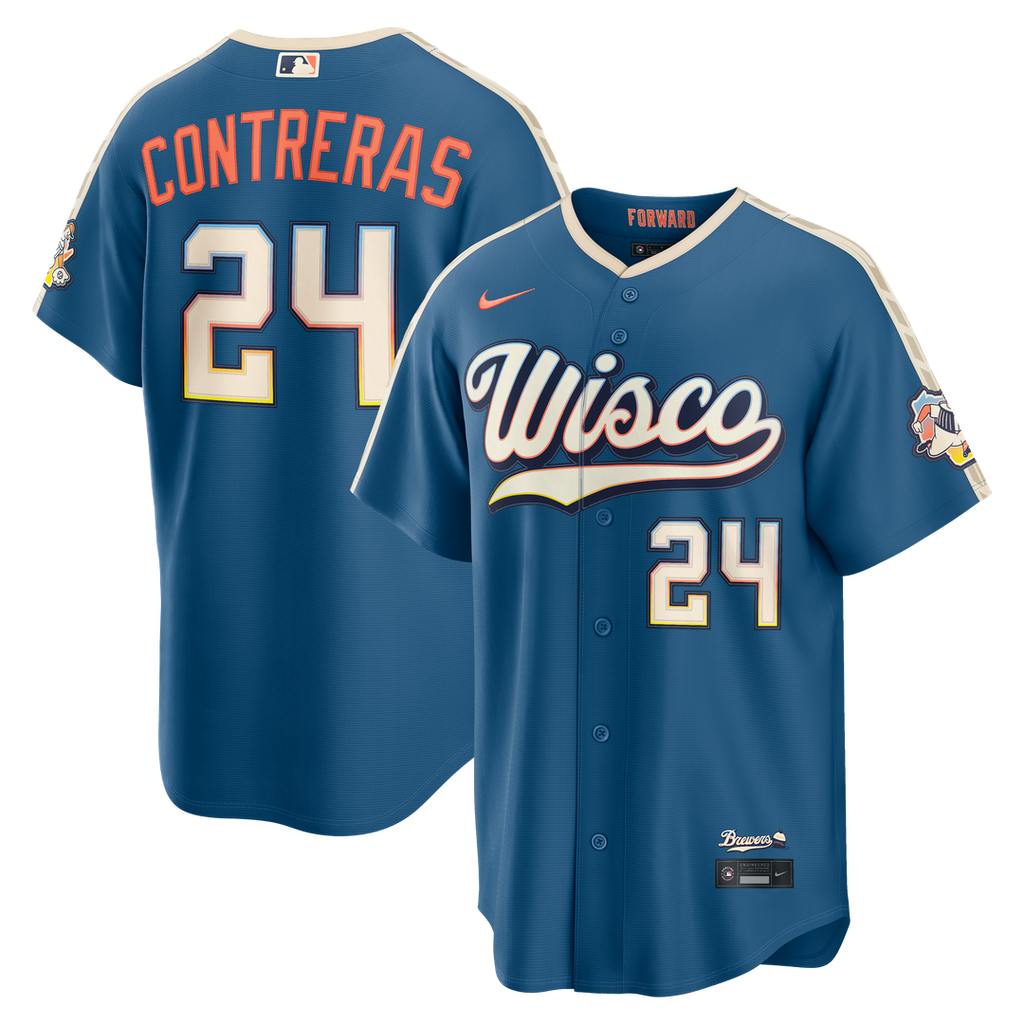 Milwaukee Brewers William Contreras 2026 City Connect Stadium Jersey — Mineral Blue