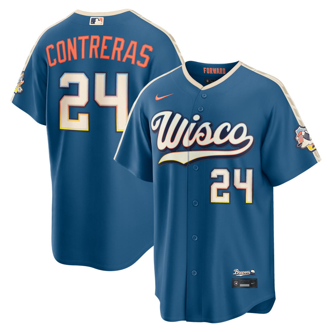 Milwaukee Brewers William Contreras 2026 City Connect Stadium Jersey — Mineral Blue