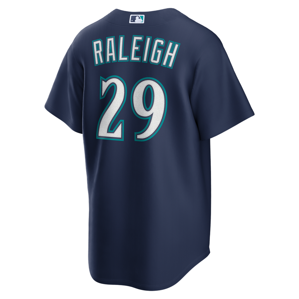 Seattle Mariners Cal Raleigh Road Replica Jersey — Navy