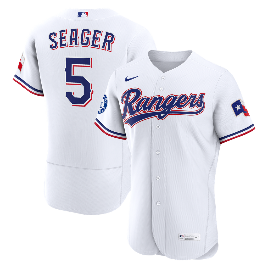 Texas Rangers Corey Seager Home Authentic Sponsor Patch Jersey — White