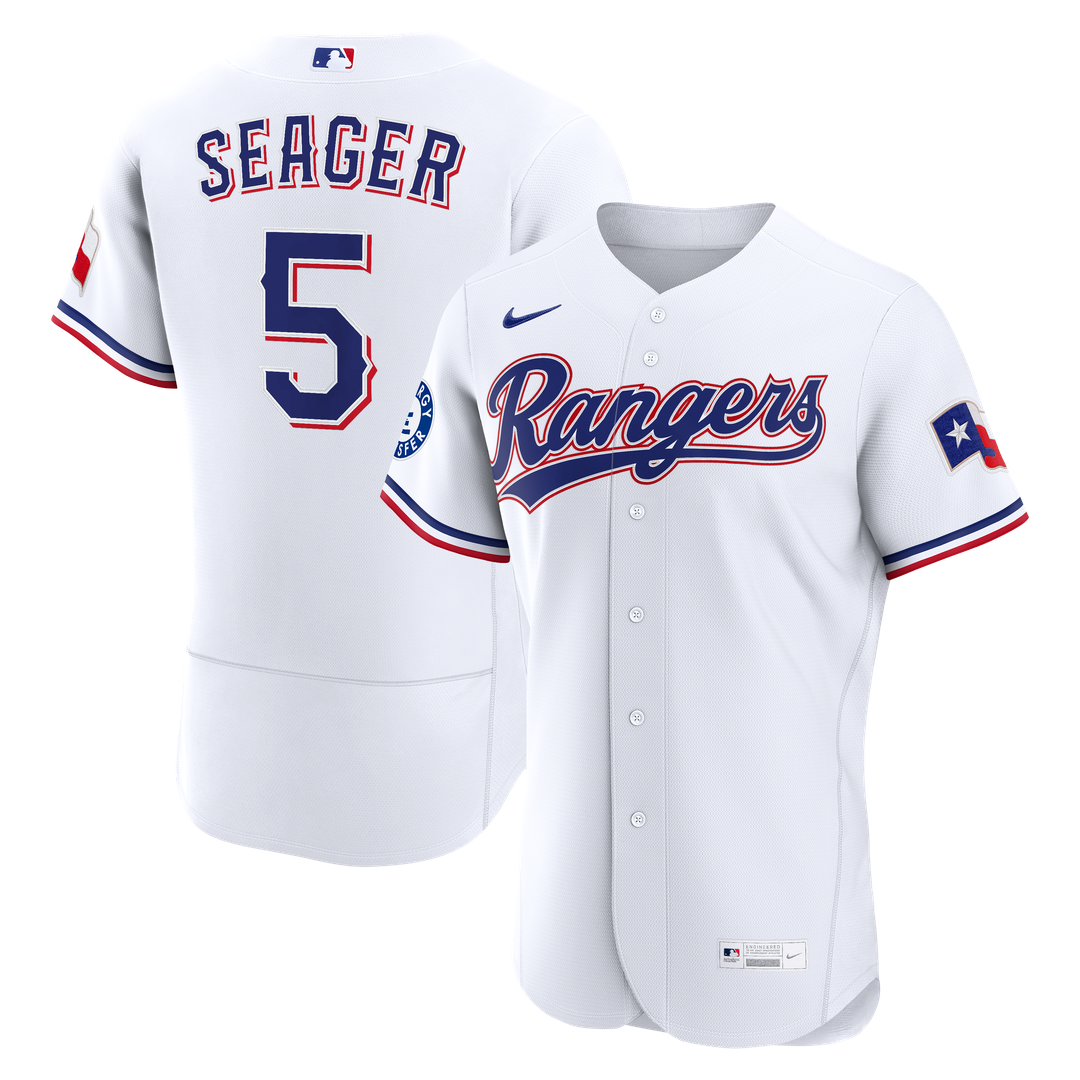 Texas Rangers Corey Seager Home Authentic Sponsor Patch Jersey — White