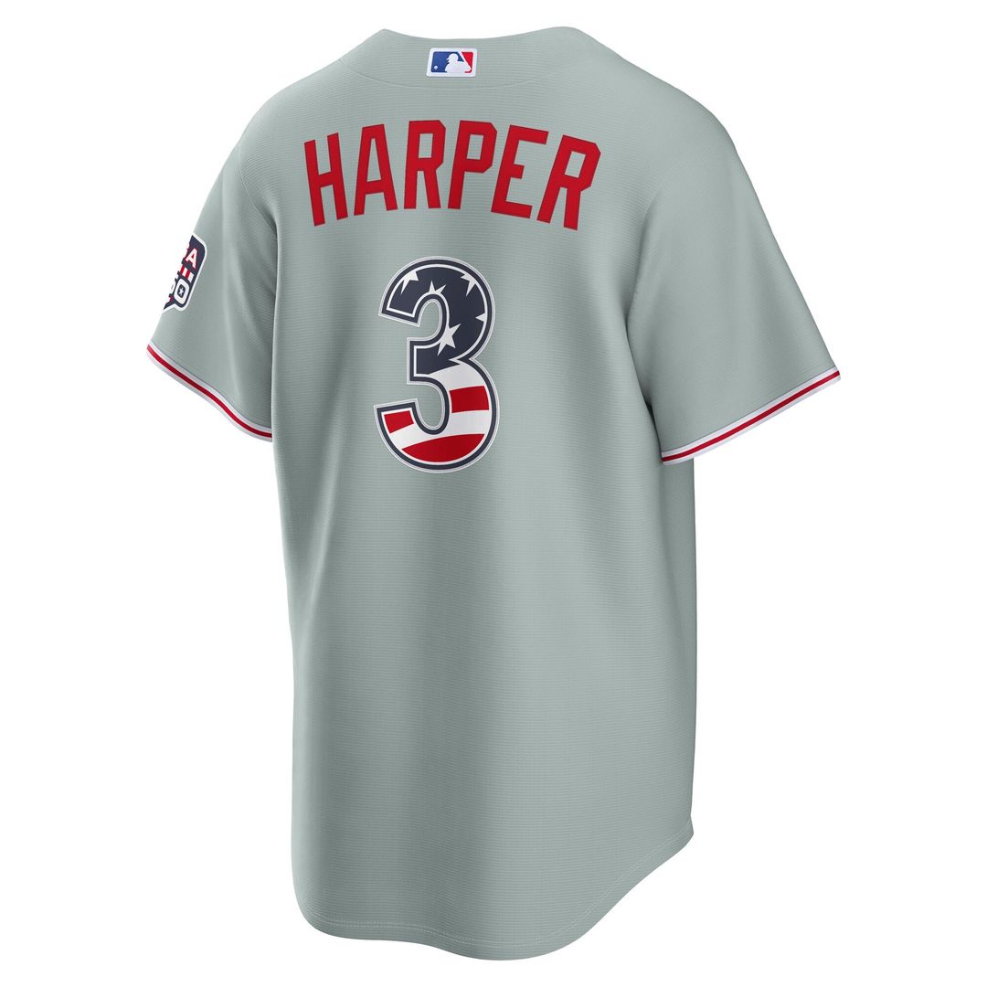Philadelphia Phillies Bryce Harper USA 250 Fourth of July Road Stadium Jersey — Gray