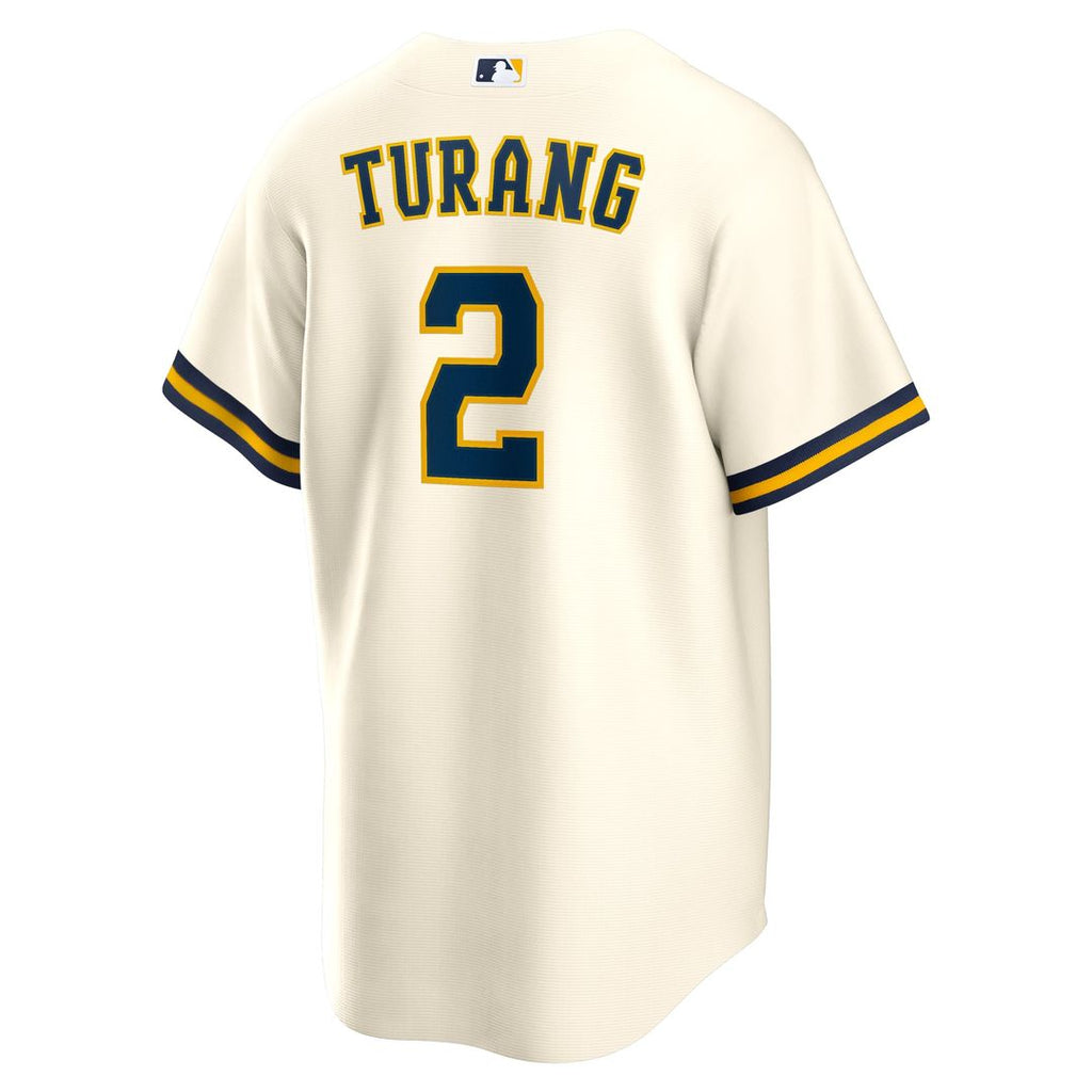 Milwaukee Brewers Brice Turang Home Replica Jersey — Cream